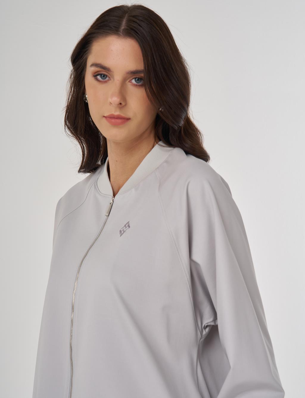 Rayon Skirt Suit in Gray