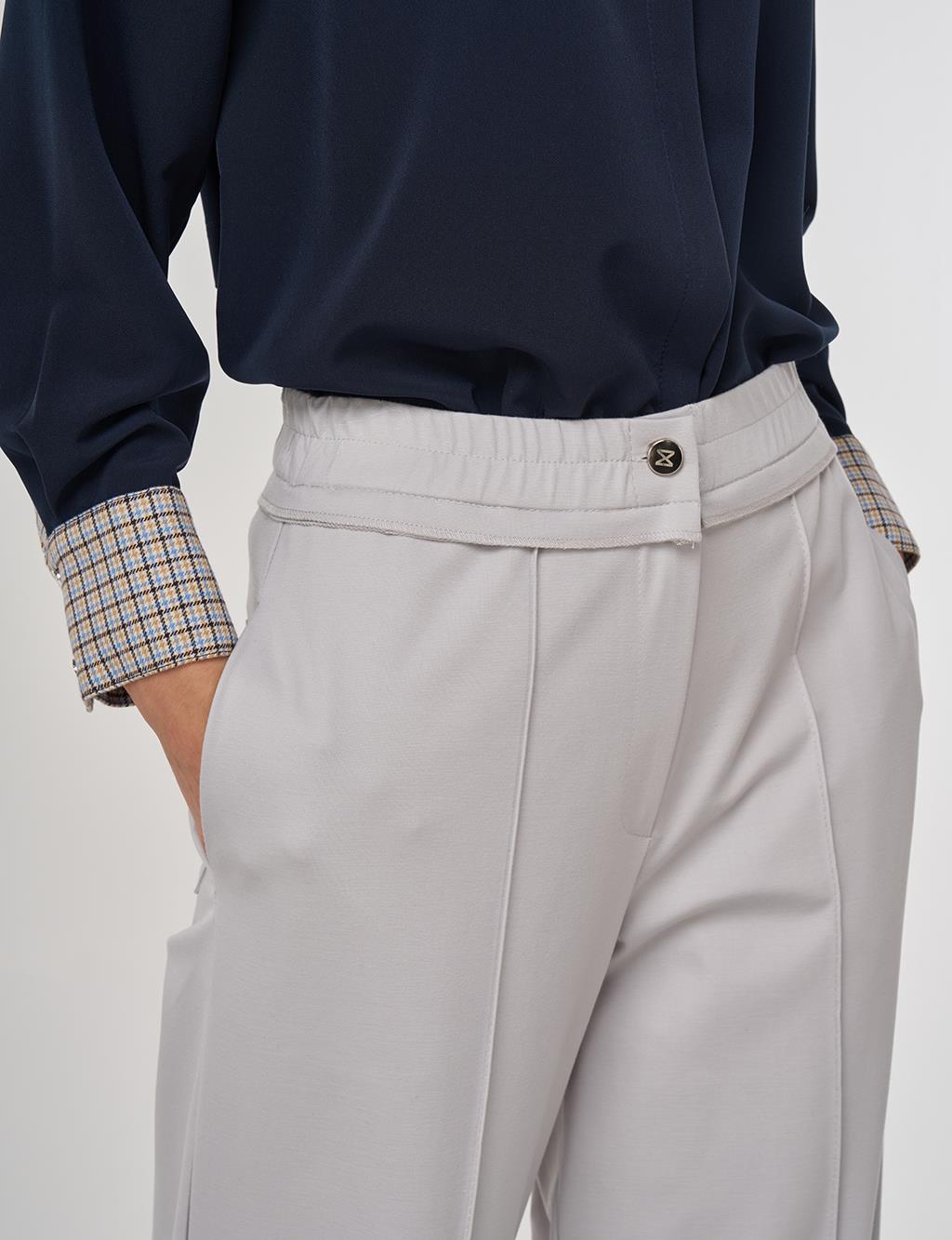 Relaxed-Fit Rayon Trousers in Gray