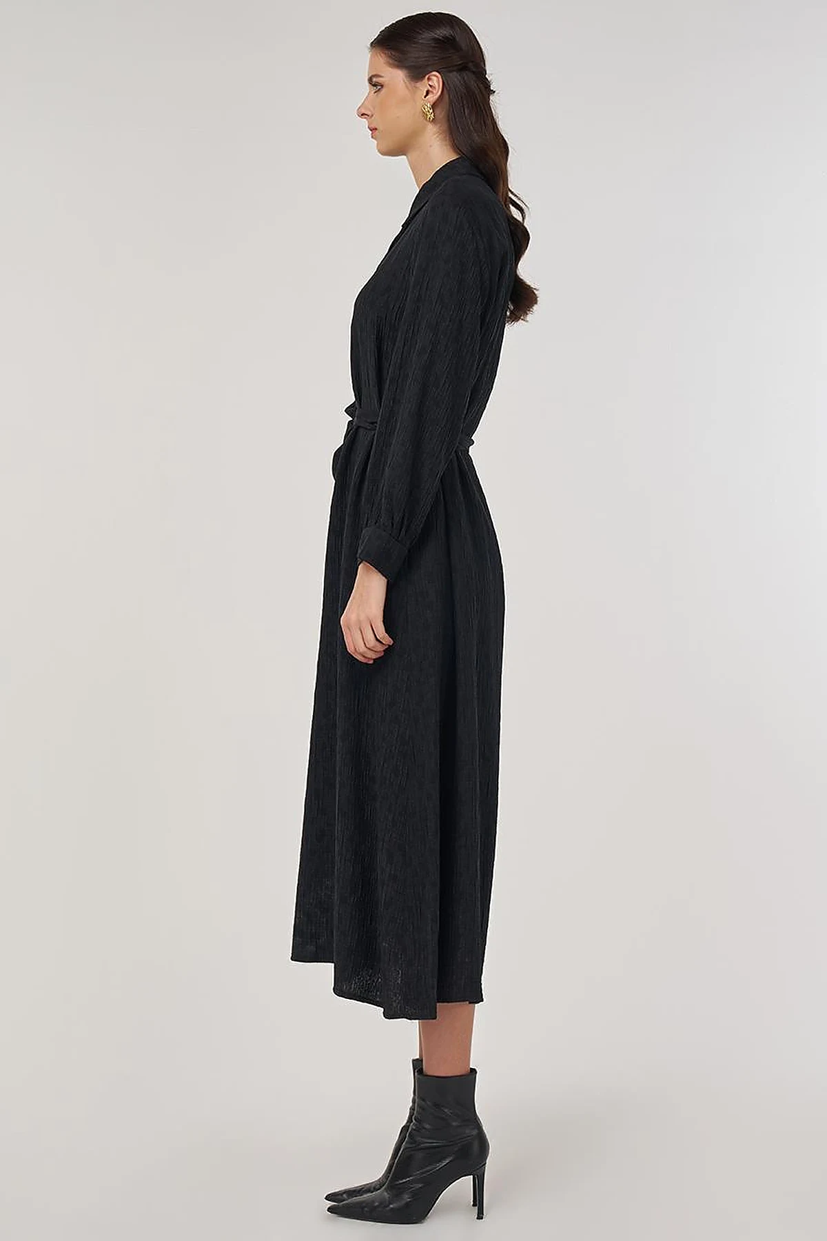 Belted Lyocell Dress Black
