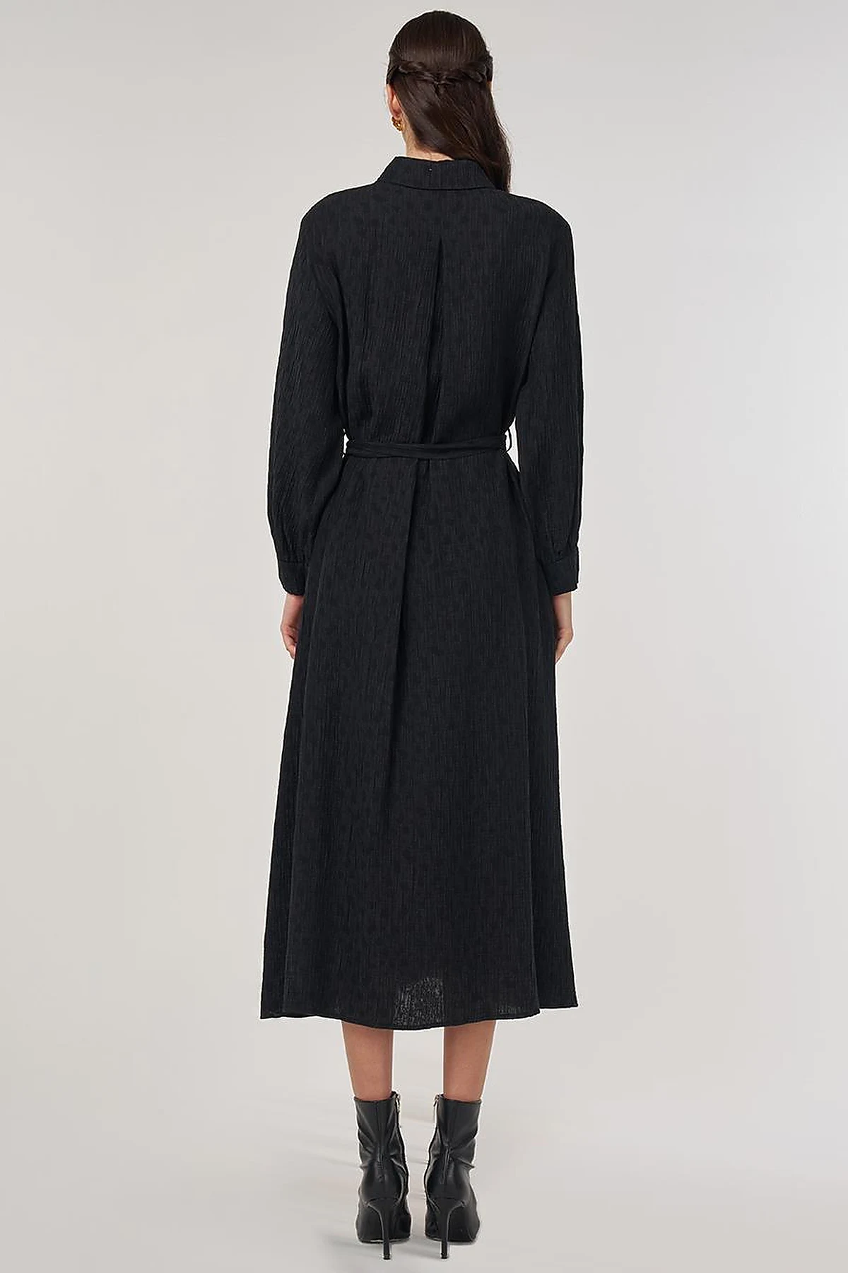 Belted Lyocell Dress Black