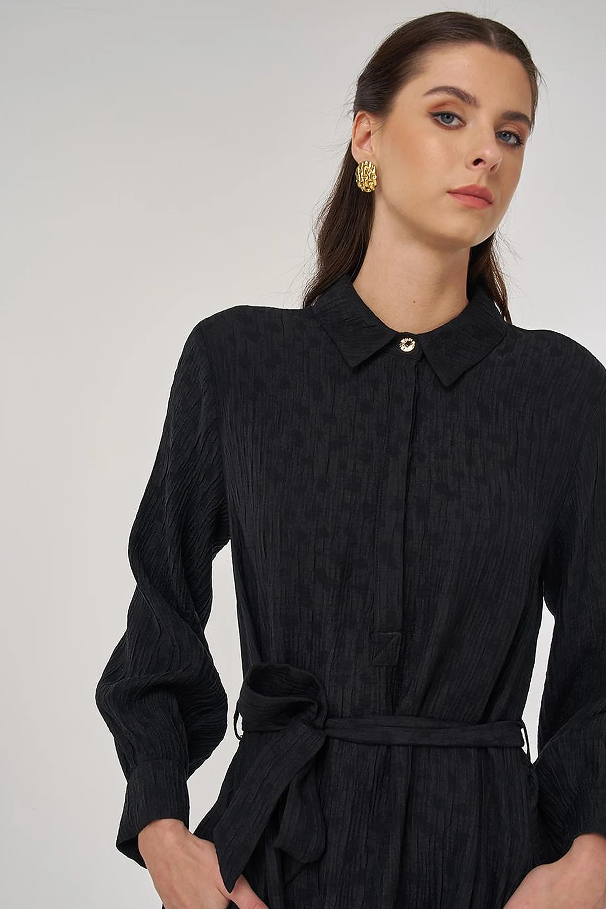 Belted Lyocell Dress Black