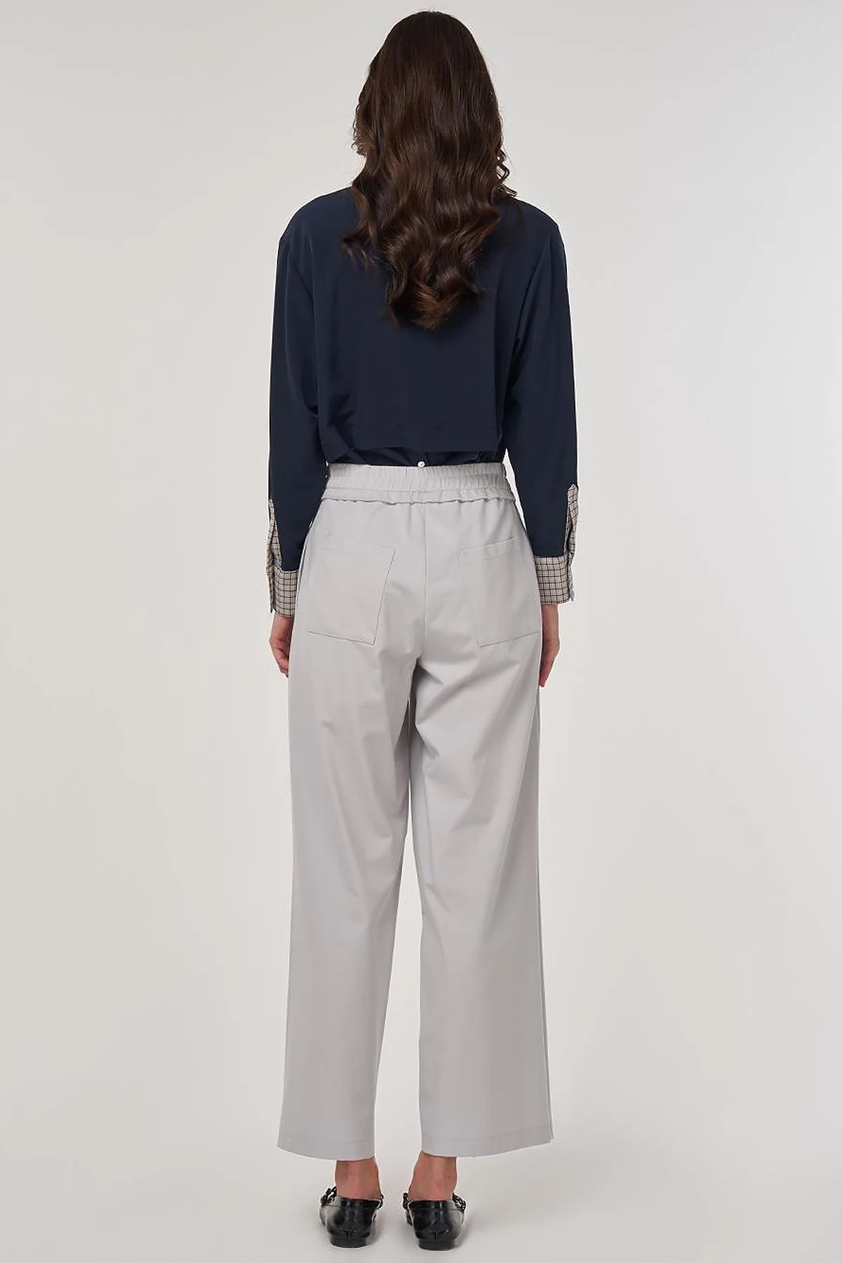 Relaxed-Fit Rayon Trousers in Gray
