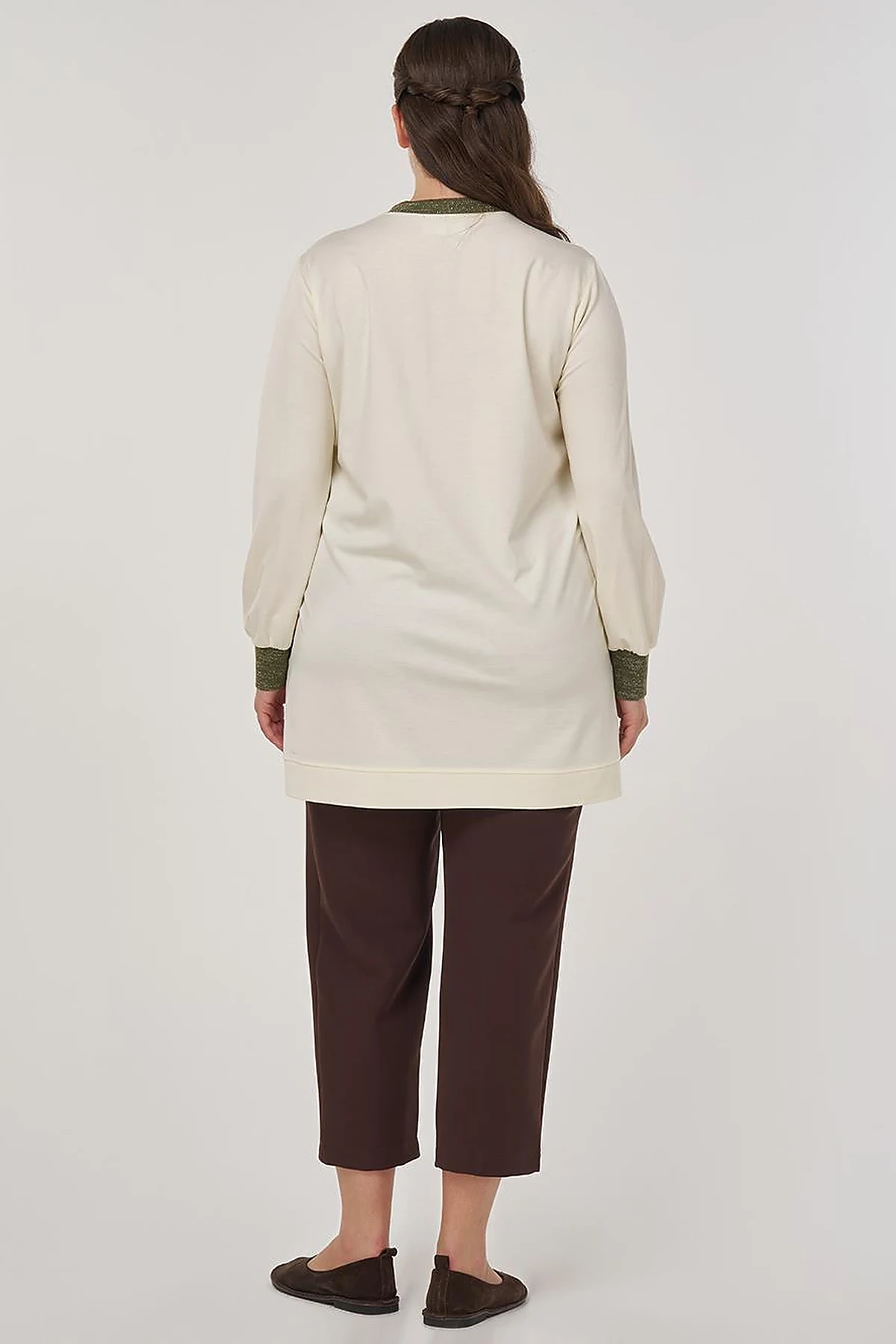 Rayon Tunic with Slogan Detail in Ecru