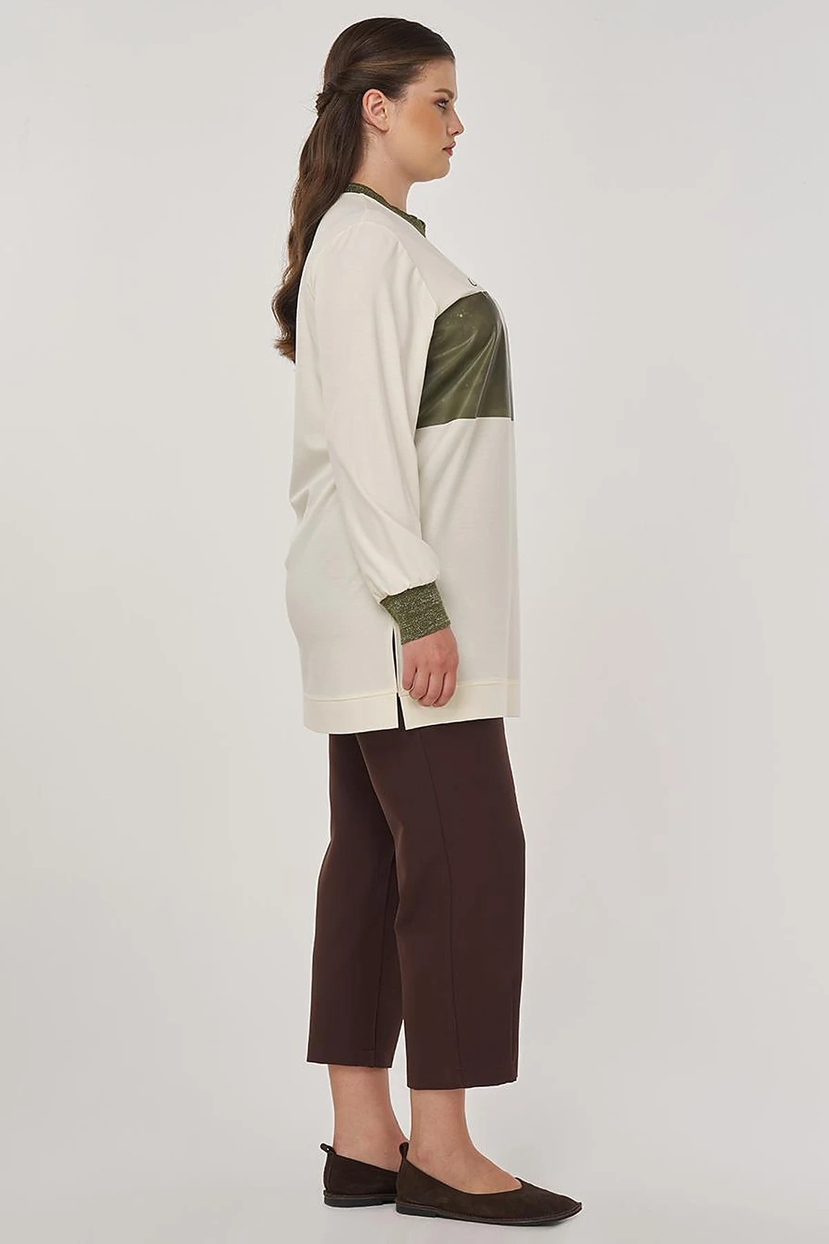 Rayon Tunic with Slogan Detail in Ecru
