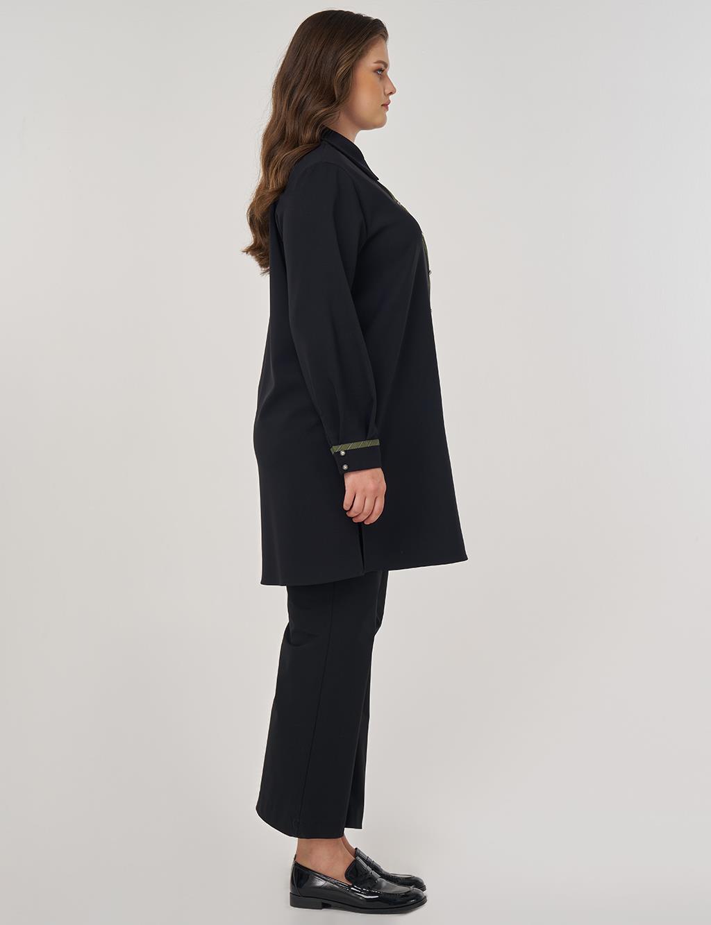 Long Tunic with Garnish in Black