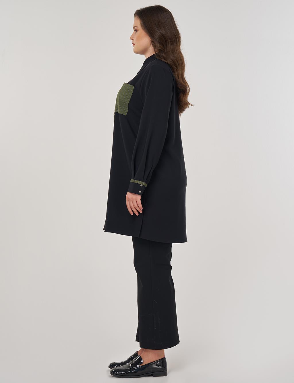 Long Tunic with Garnish in Black