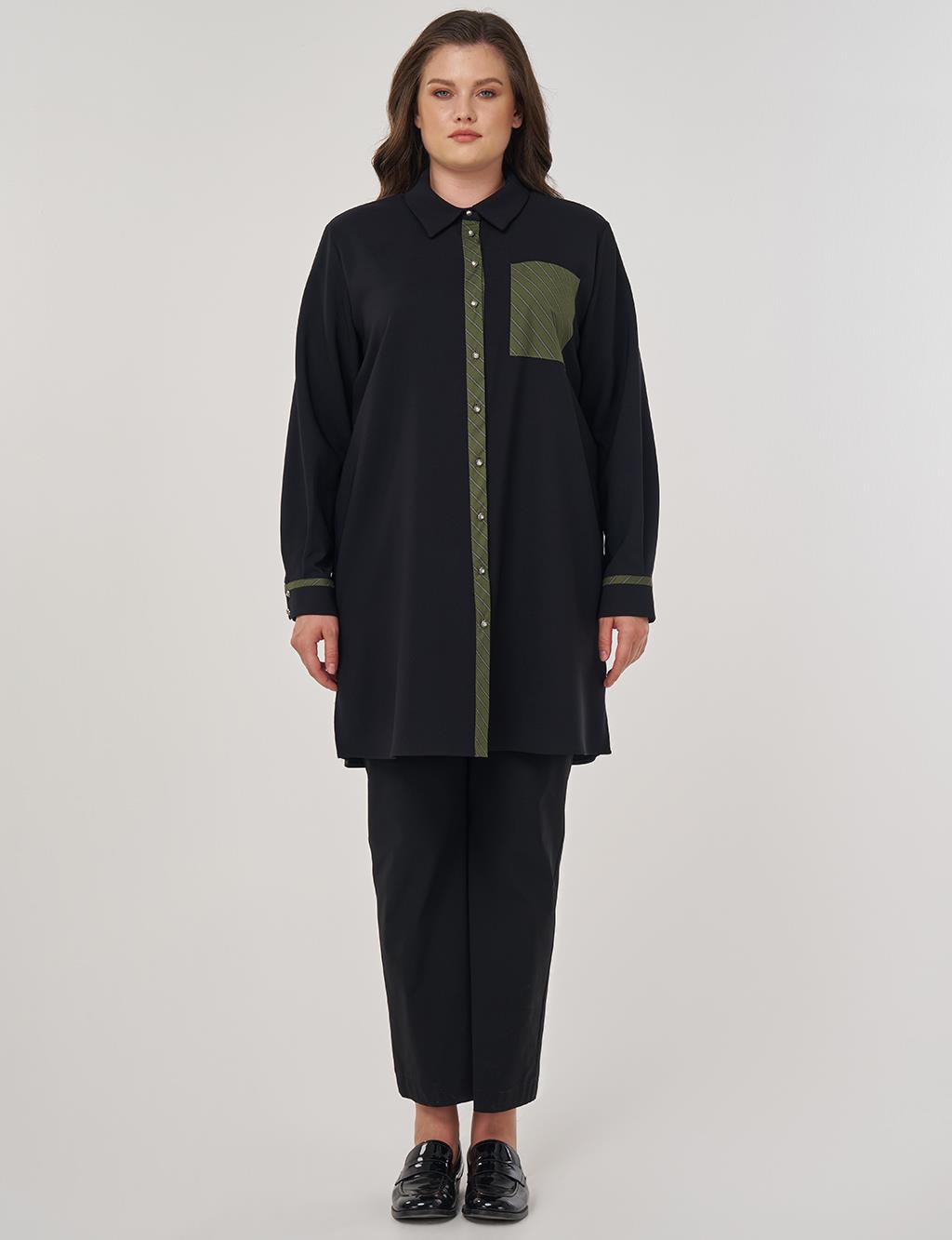 Long Tunic with Garnish in Black