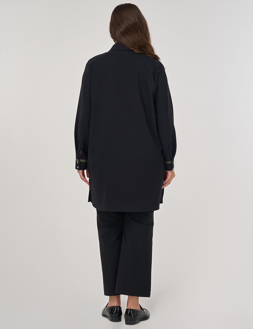 Long Tunic with Garnish in Black