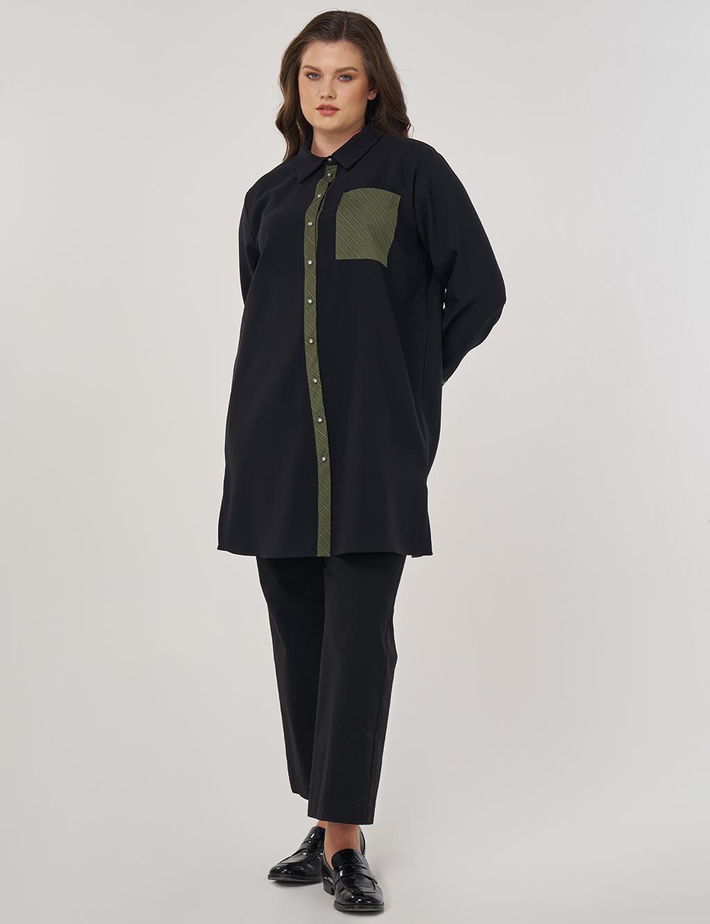 Long Tunic with Garnish in Black