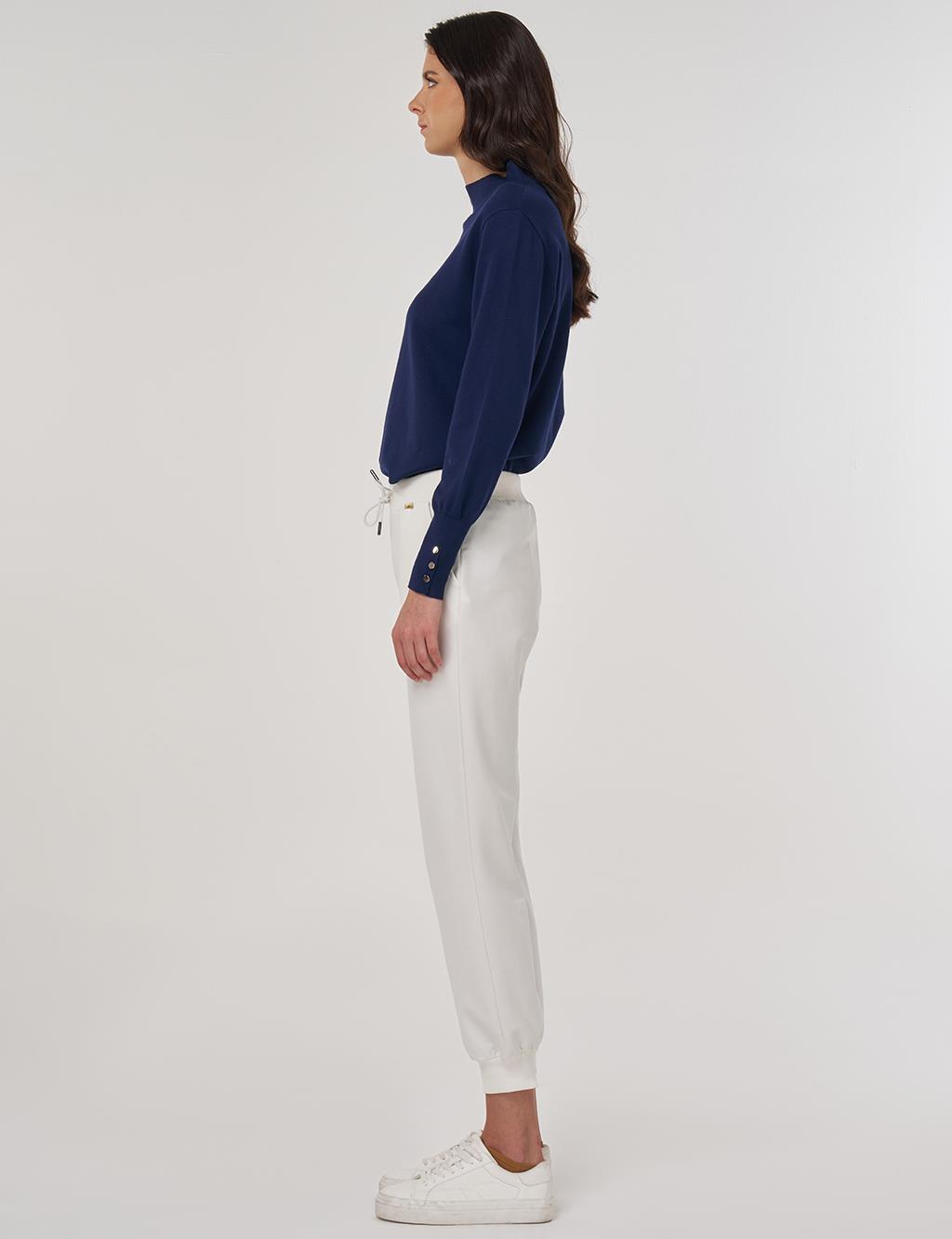 Bağcıklı Jogger Pantolon Ekru 