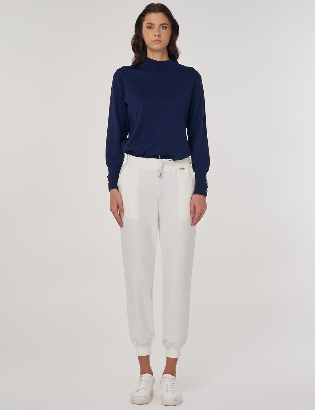 Bağcıklı Jogger Pantolon Ekru 