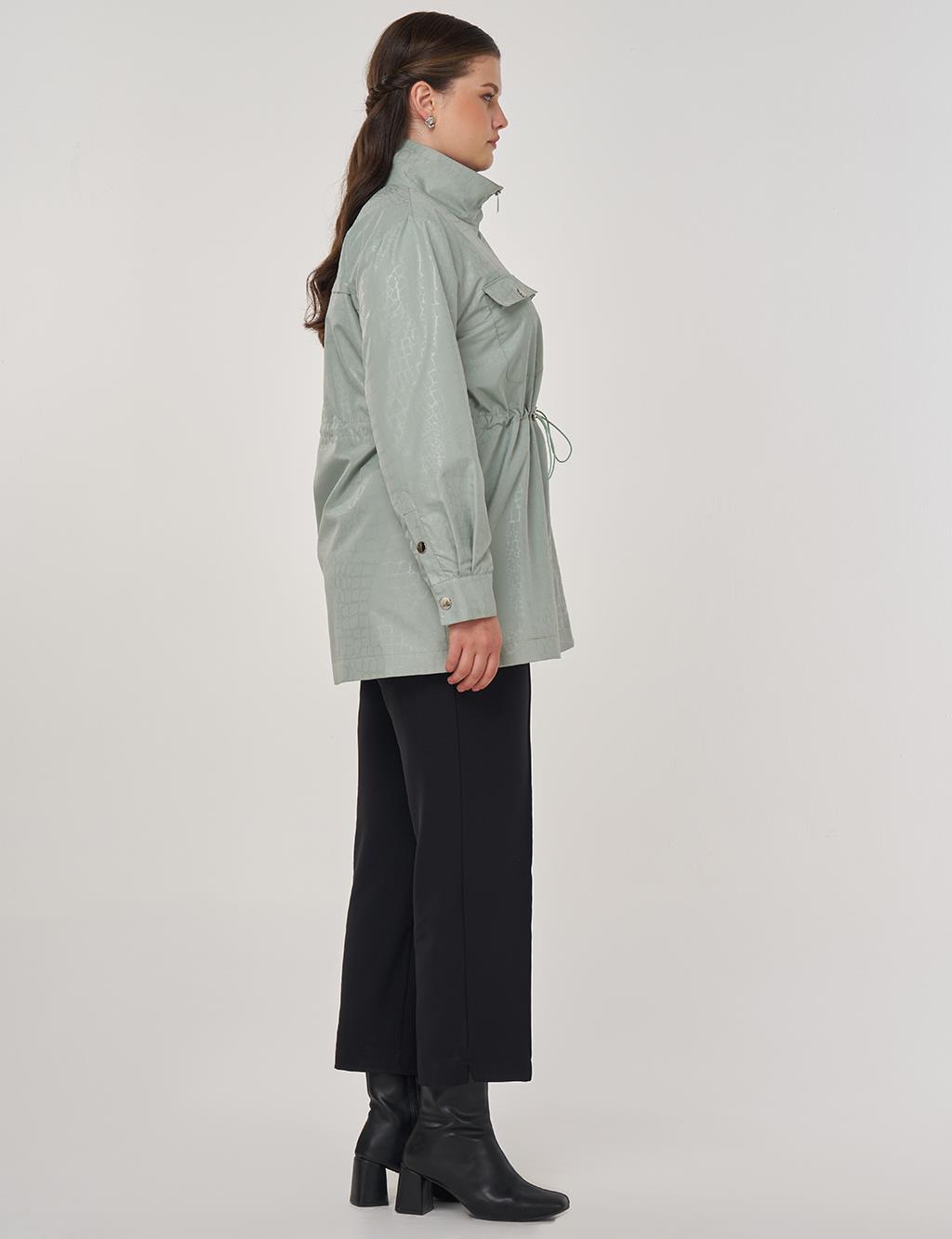 Geometric Stand-up Collar Jacket in Ice Green