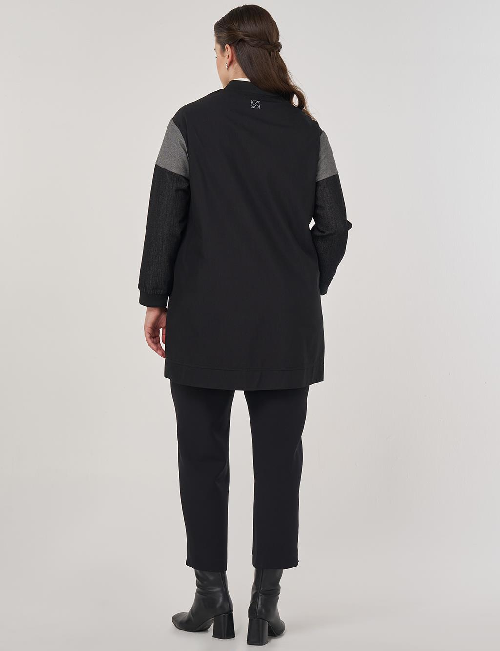 Slogan Printed Cotton Jacket in Black