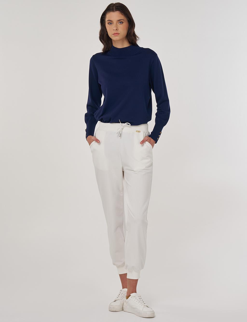 Bağcıklı Jogger Pantolon Ekru 