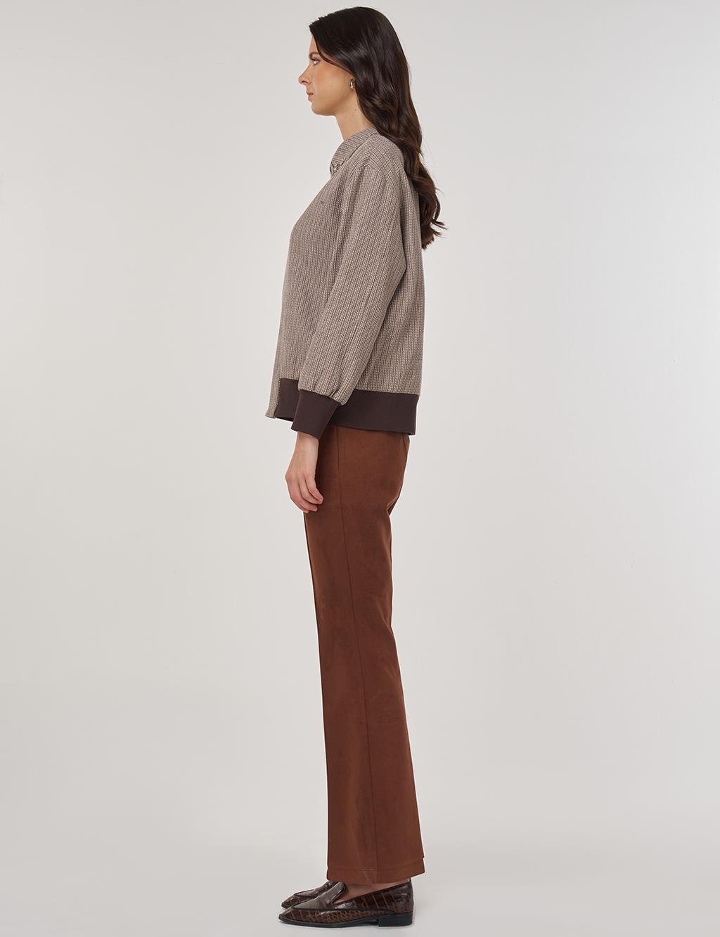 Embroidered Cotton Linen Jacket in Mink