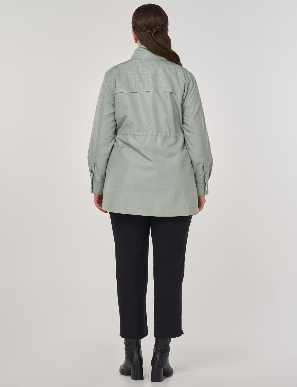 Geometric Stand-up Collar Jacket in Ice Green