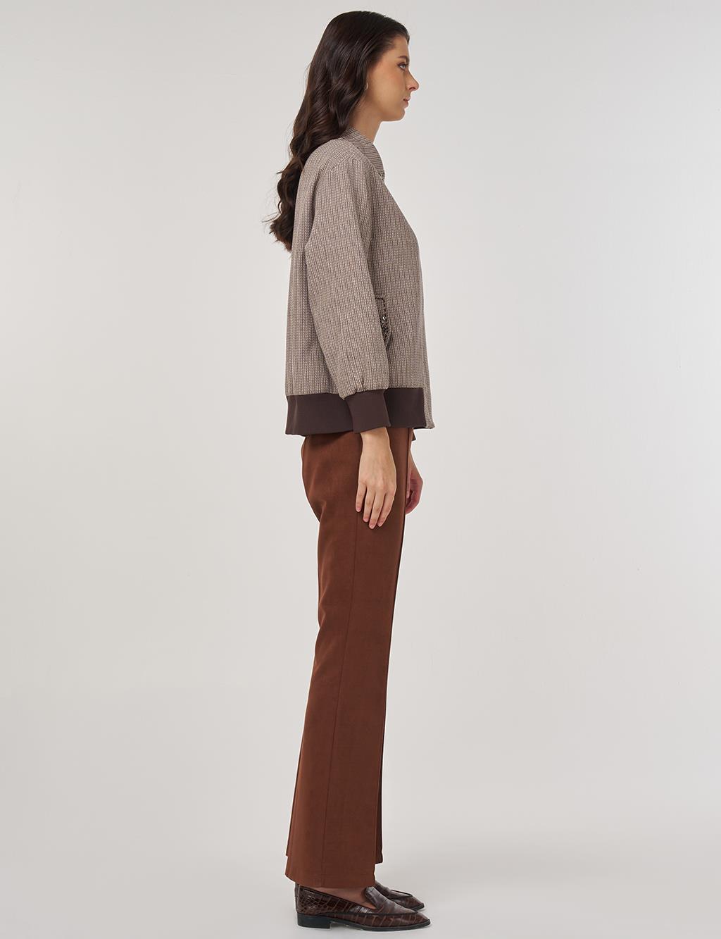 Embroidered Cotton Linen Jacket in Mink