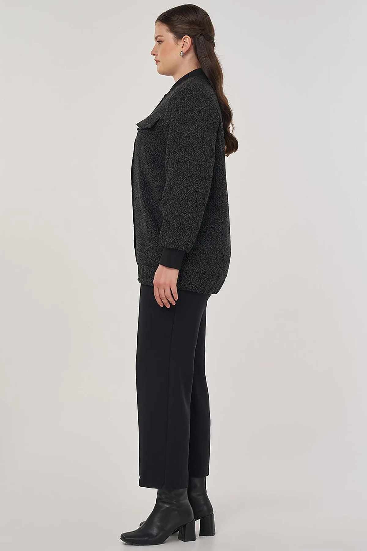 Bomber Jacket with Flap Pockets in Black