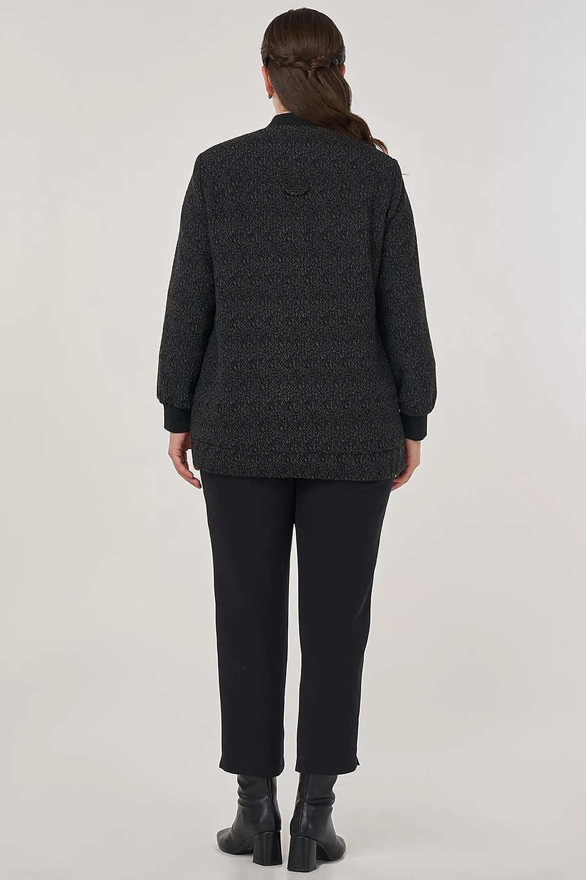 Bomber Jacket with Flap Pockets in Black