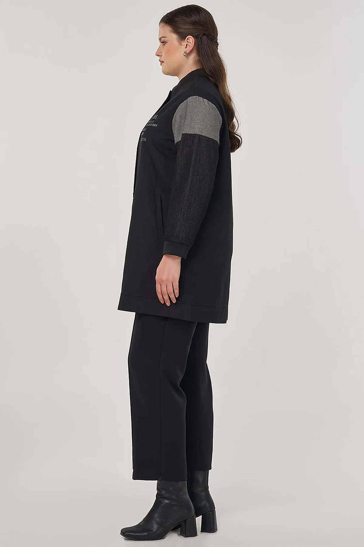 Slogan Printed Cotton Jacket in Black