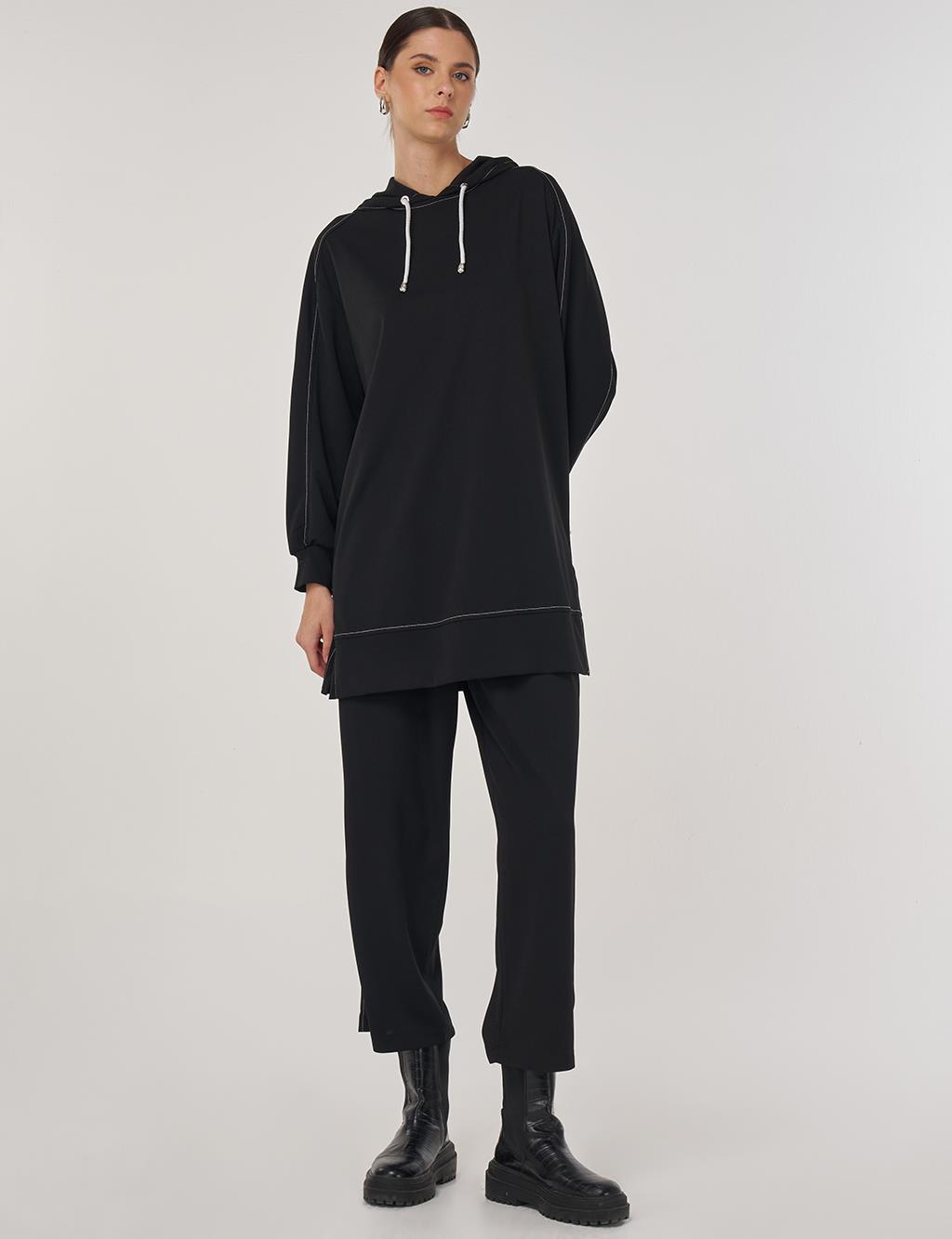 Point-Stitched Two-Piece Suit in Black