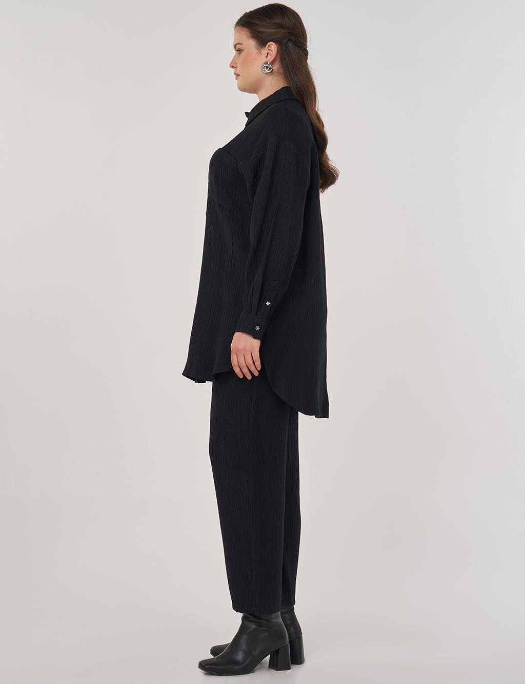 Lyocell Two-Piece Suit with Pockets in Black