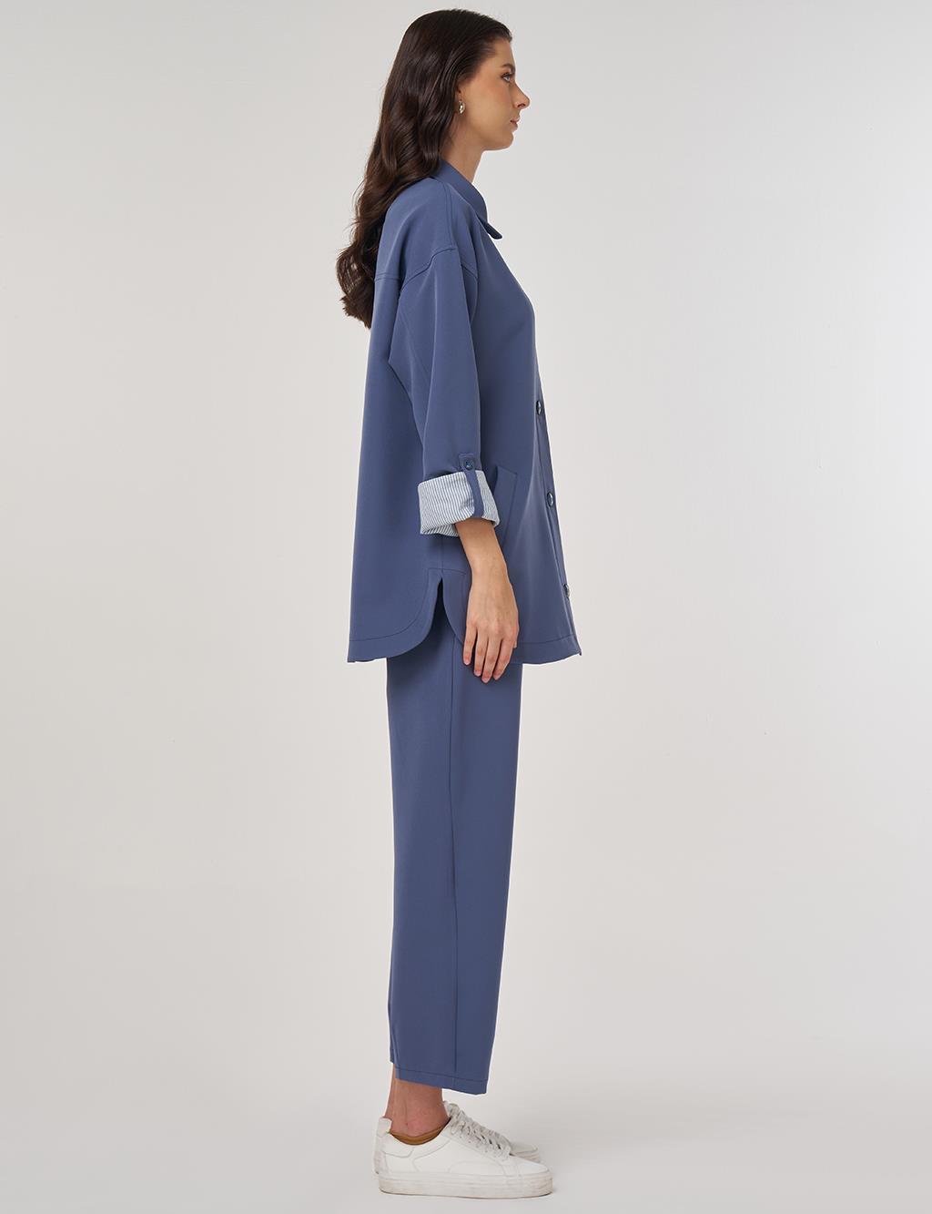 Point-Stitched Two-Piece Suit in Indigo