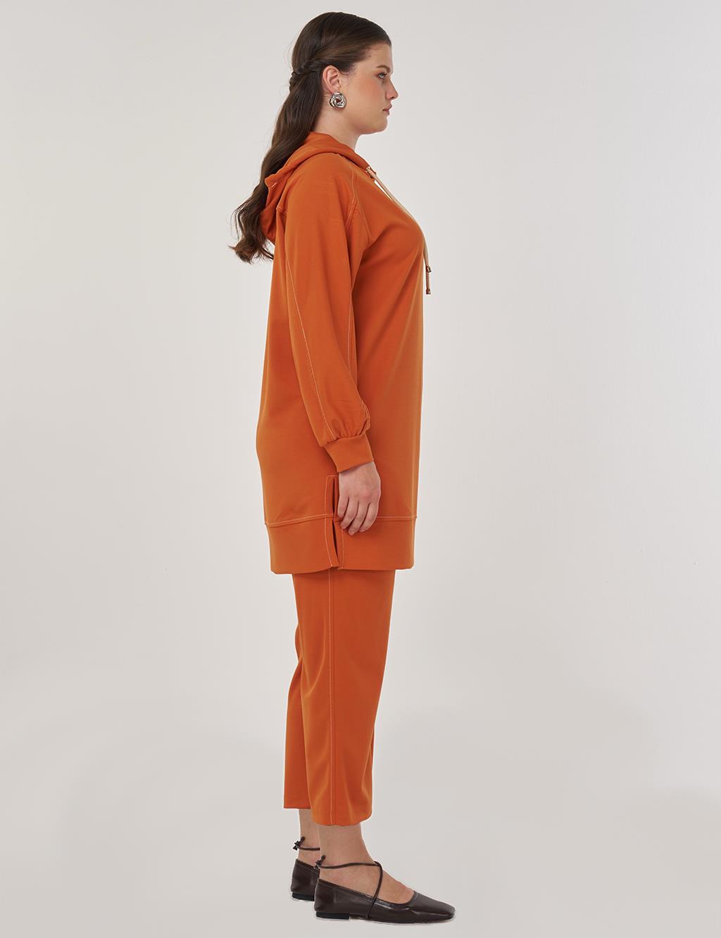Point-Stitched Two-Piece Suit in Tobacco