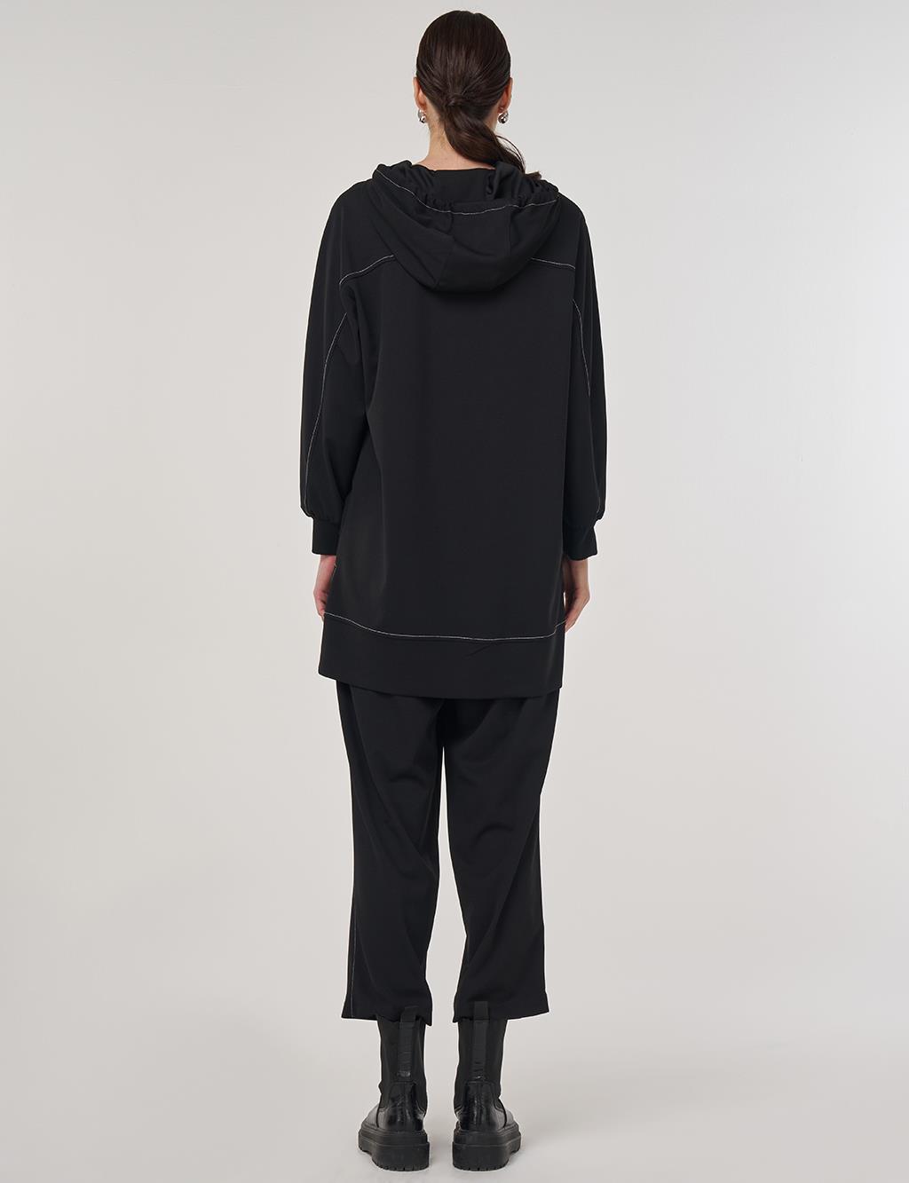 Point-Stitched Two-Piece Suit in Black