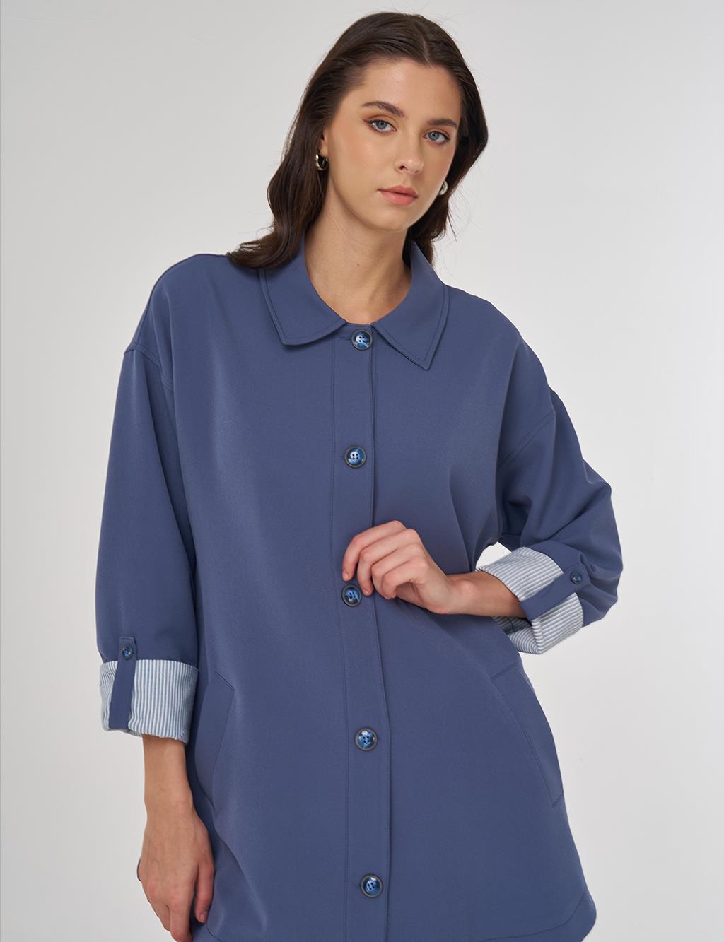 Point-Stitched Two-Piece Suit in Indigo