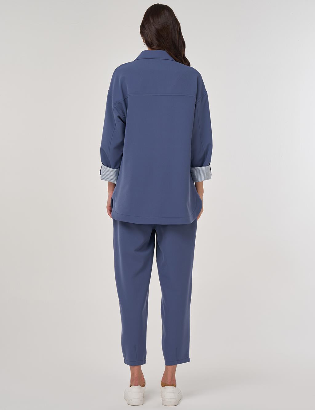 Point-Stitched Two-Piece Suit in Indigo