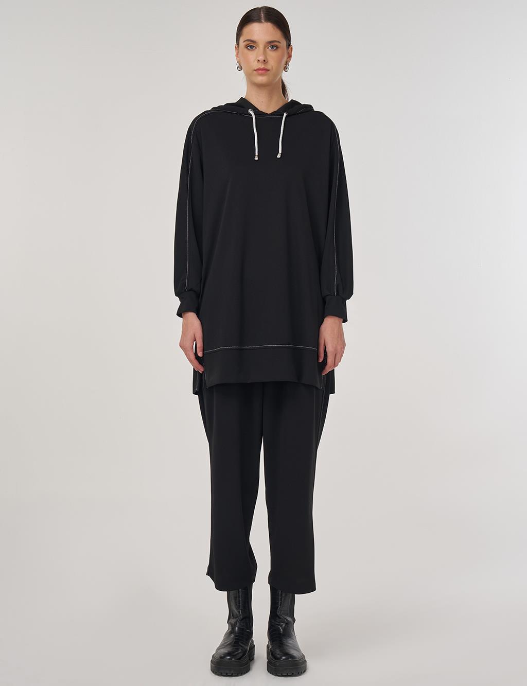 Point-Stitched Two-Piece Suit in Black