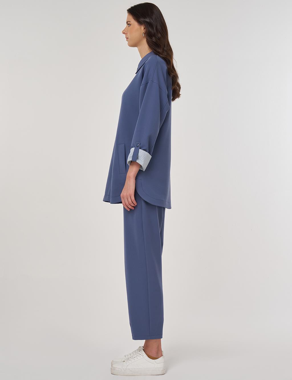 Point-Stitched Two-Piece Suit in Indigo
