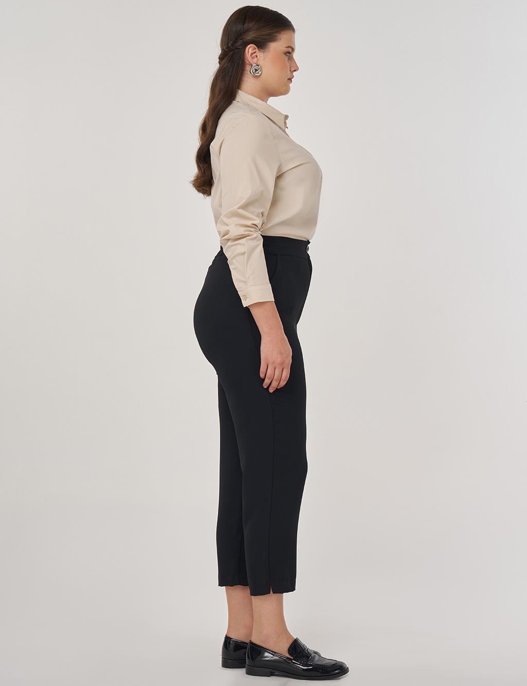 Relaxed-Fit Fabric Trousers in Black