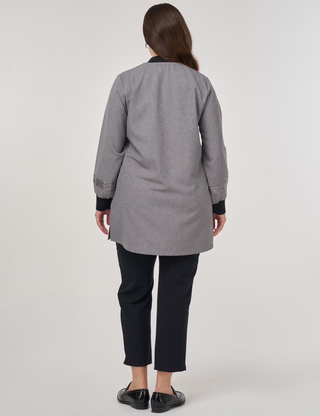 Sequin-Embroidered Tunic Gray