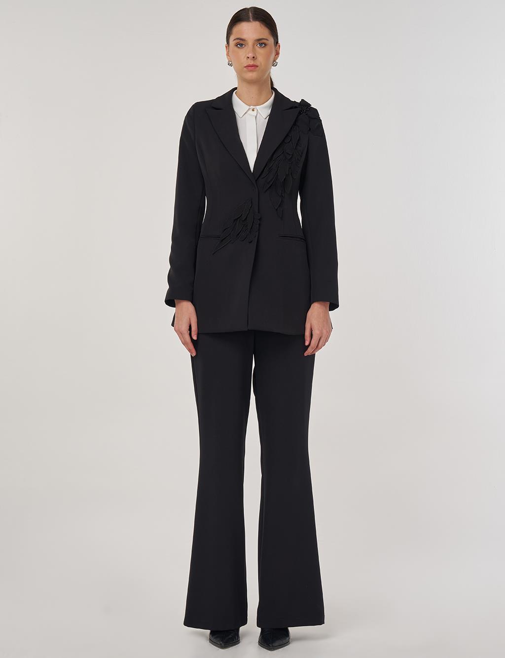 Embroidered Two-Piece Suit in Black