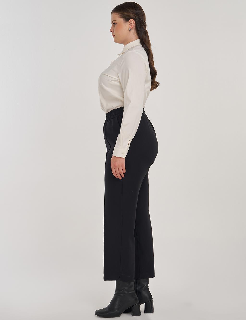 Topstitch Detail Relaxed Fit Pants Black