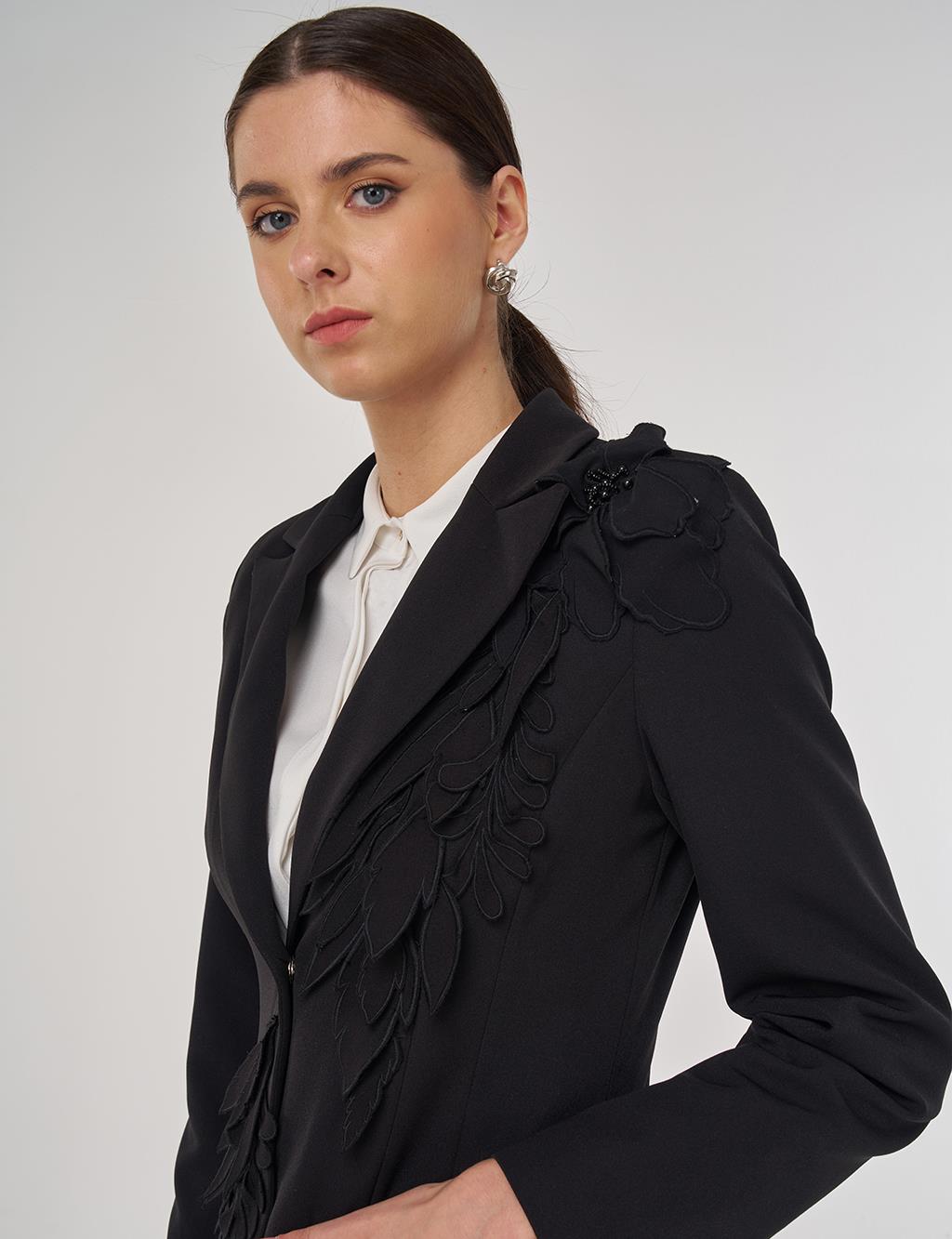 Embroidered Two-Piece Suit in Black