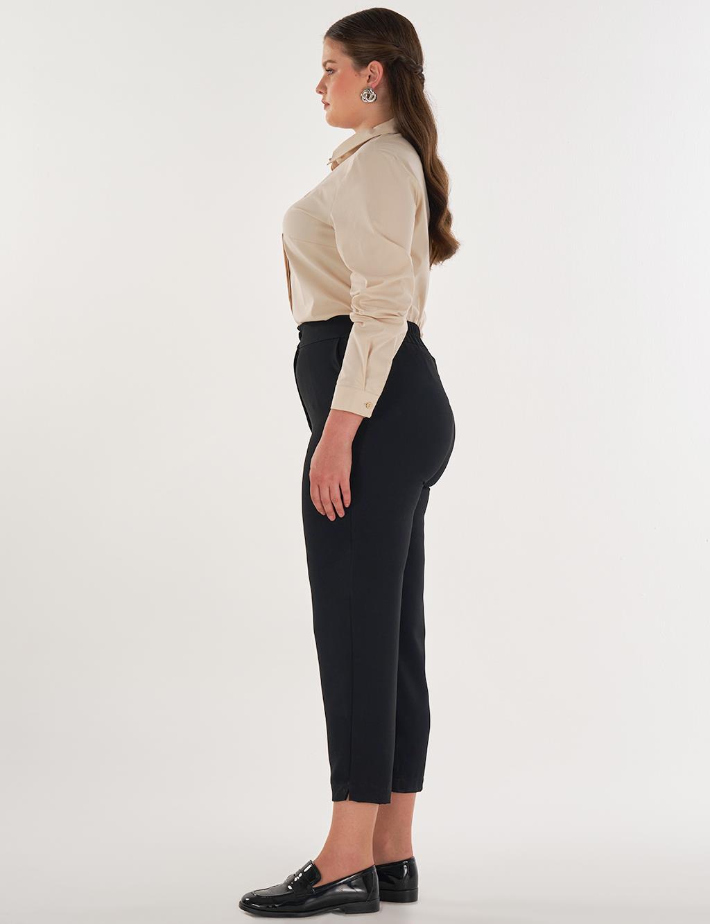 Relaxed-Fit Fabric Trousers in Black