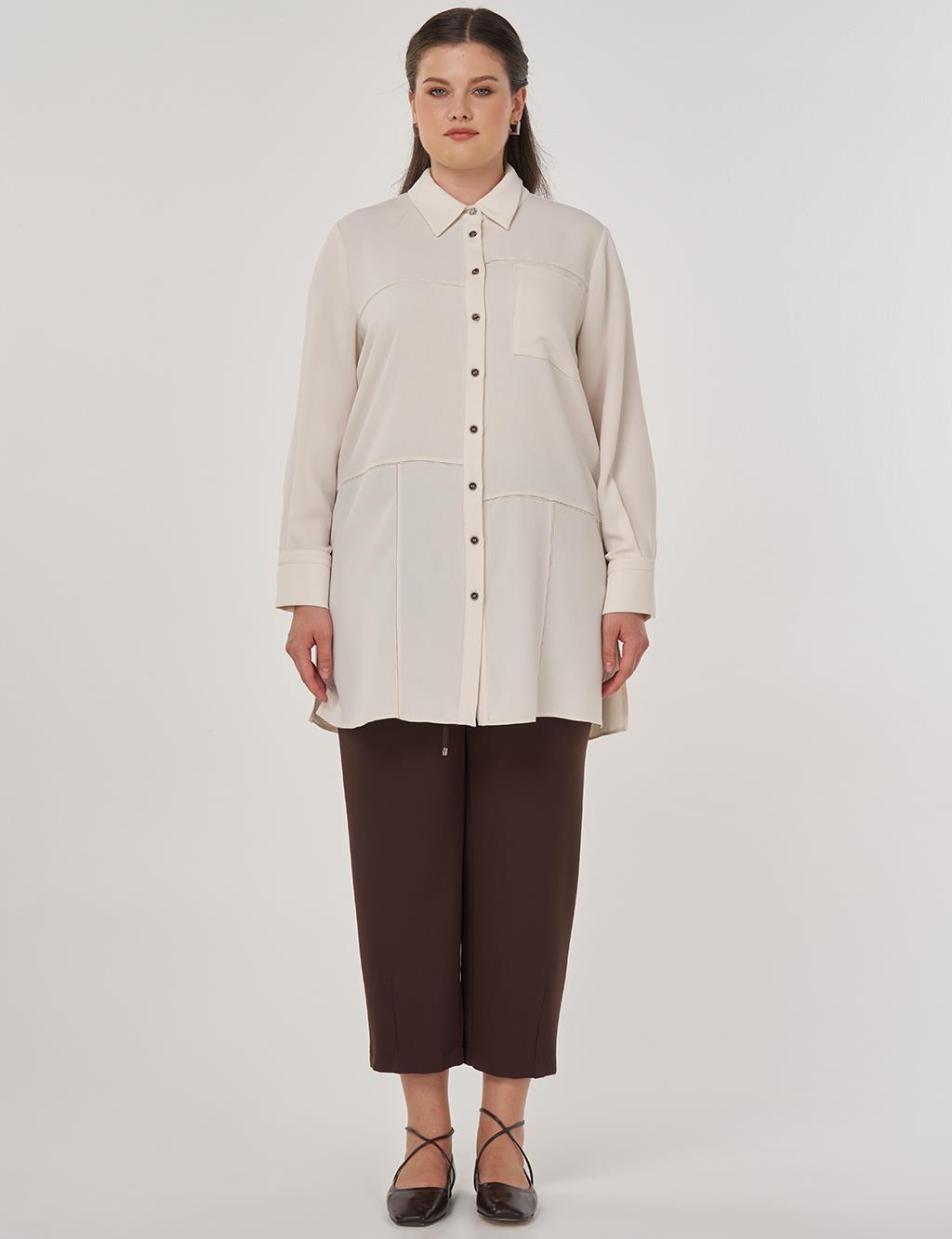 Point-Stitched Tunic Cream