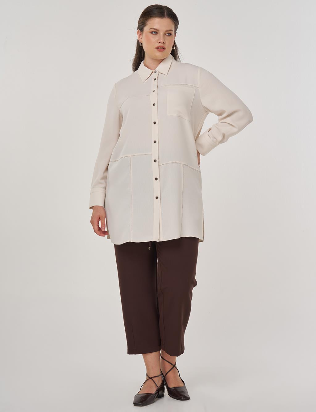 Point-Stitched Tunic Cream