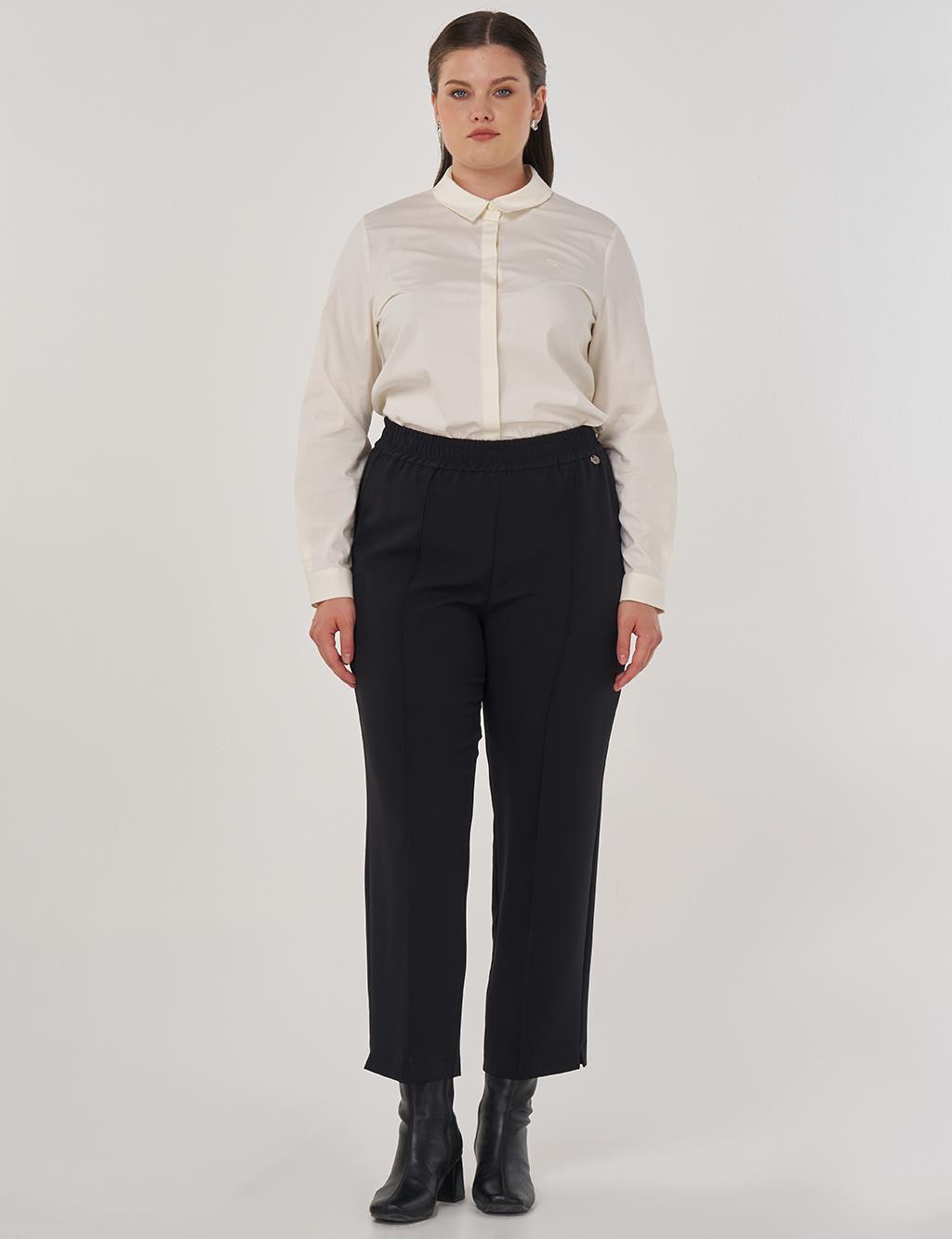 Topstitch Detail Relaxed Fit Pants Black