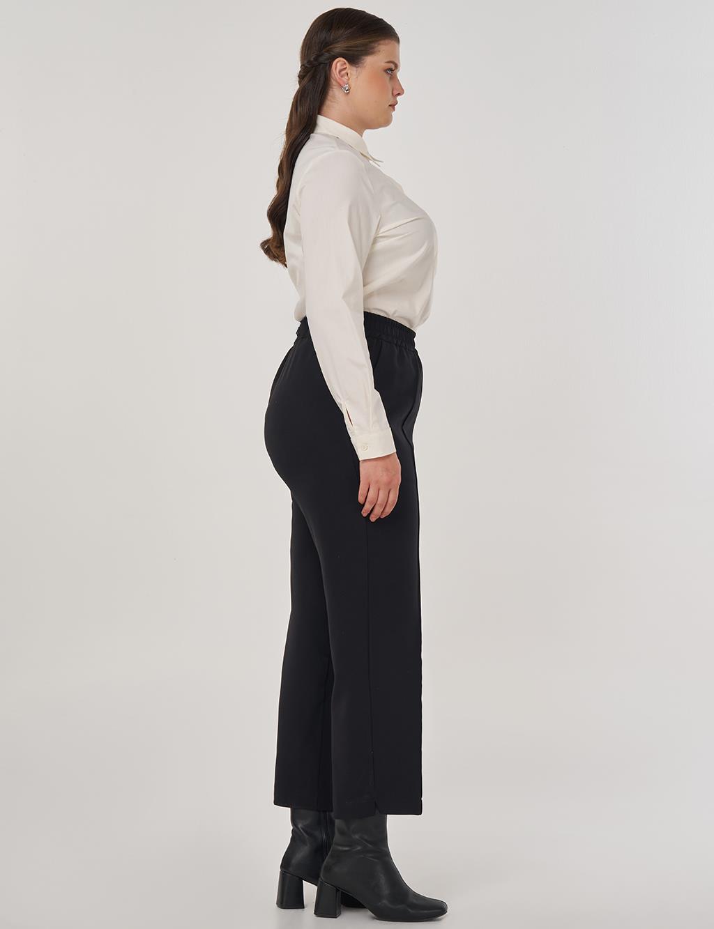 Topstitch Detail Relaxed Fit Pants Black