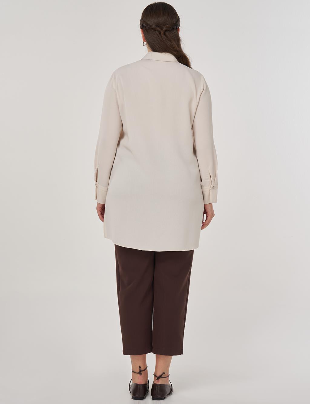 Point-Stitched Tunic Cream