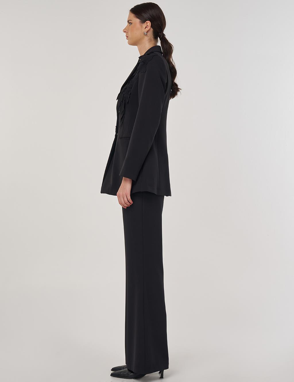 Embroidered Two-Piece Suit in Black