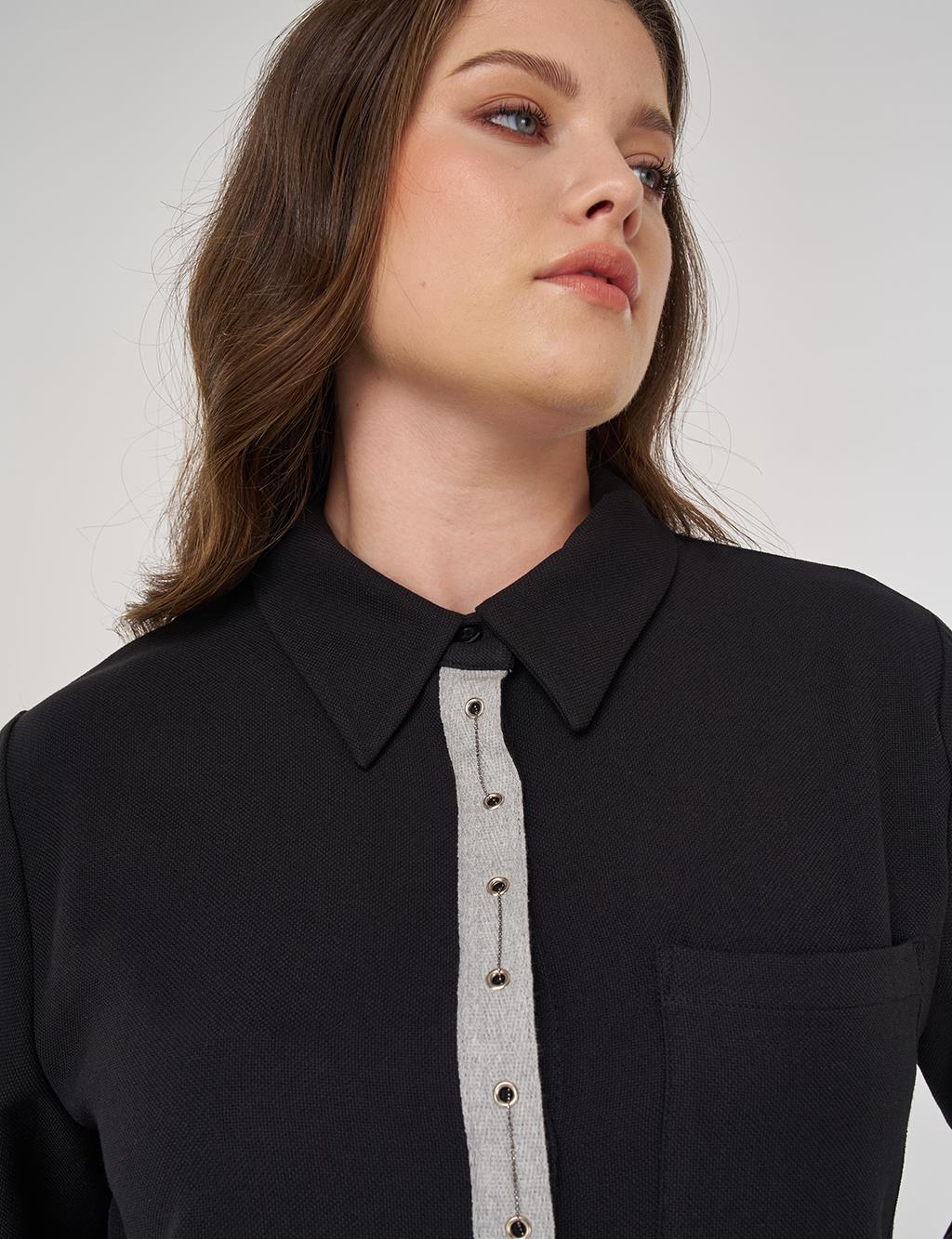 Chain-Detailed Relaxed-Cut Tunic Black