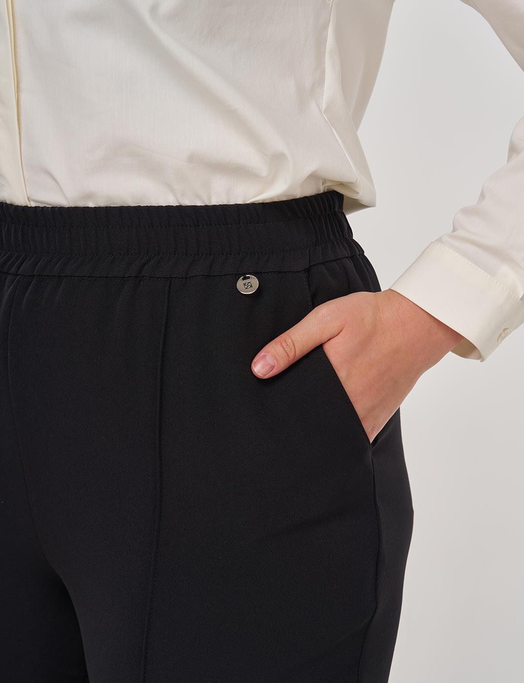 Topstitch Detail Relaxed Fit Pants Black