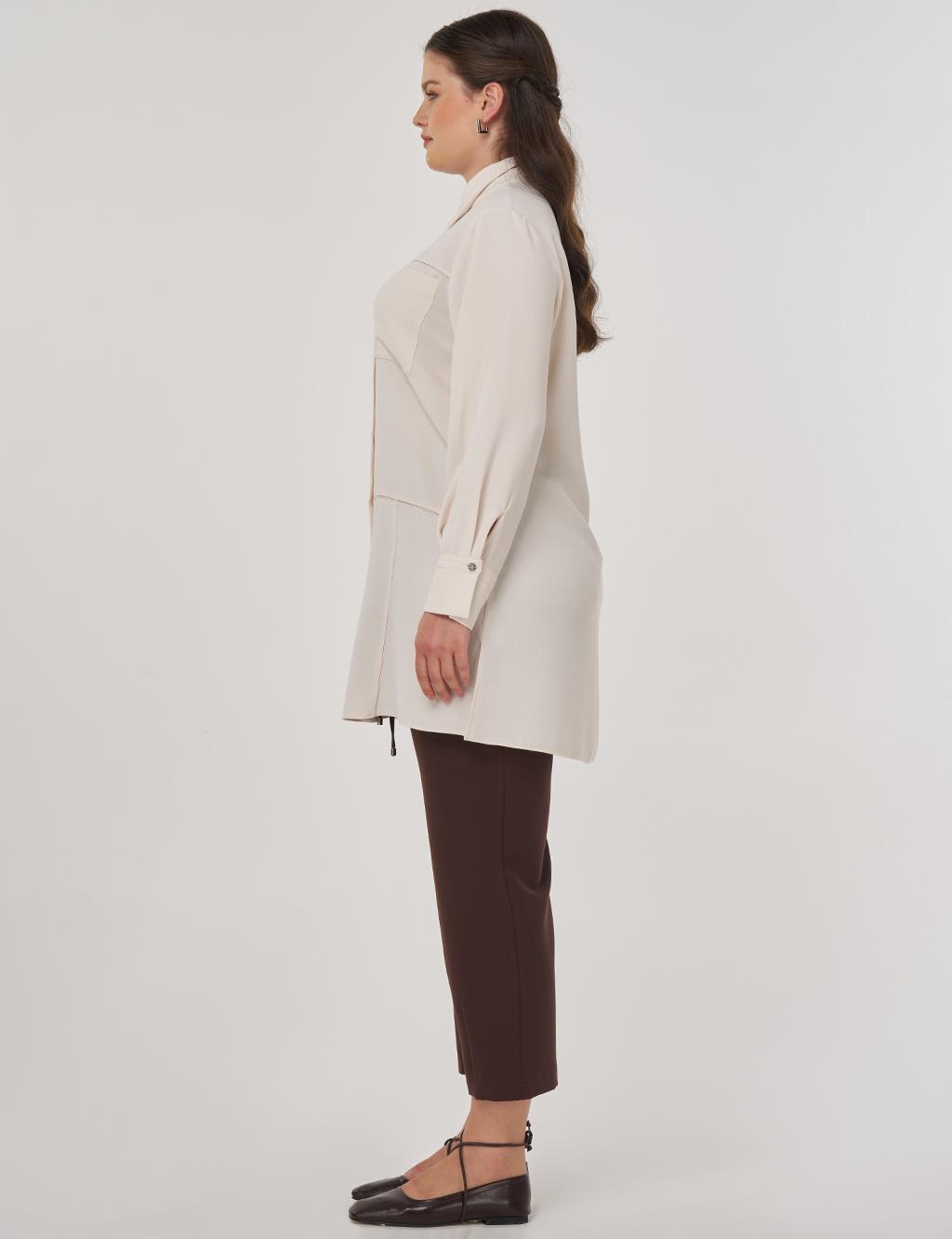 Point-Stitched Tunic Cream