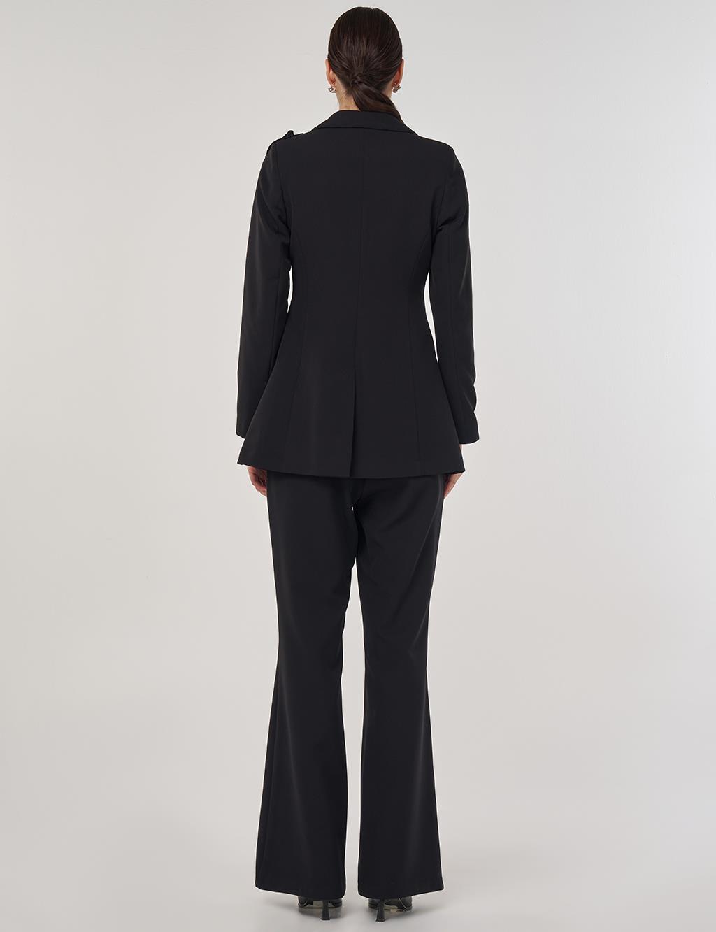Embroidered Two-Piece Suit in Black