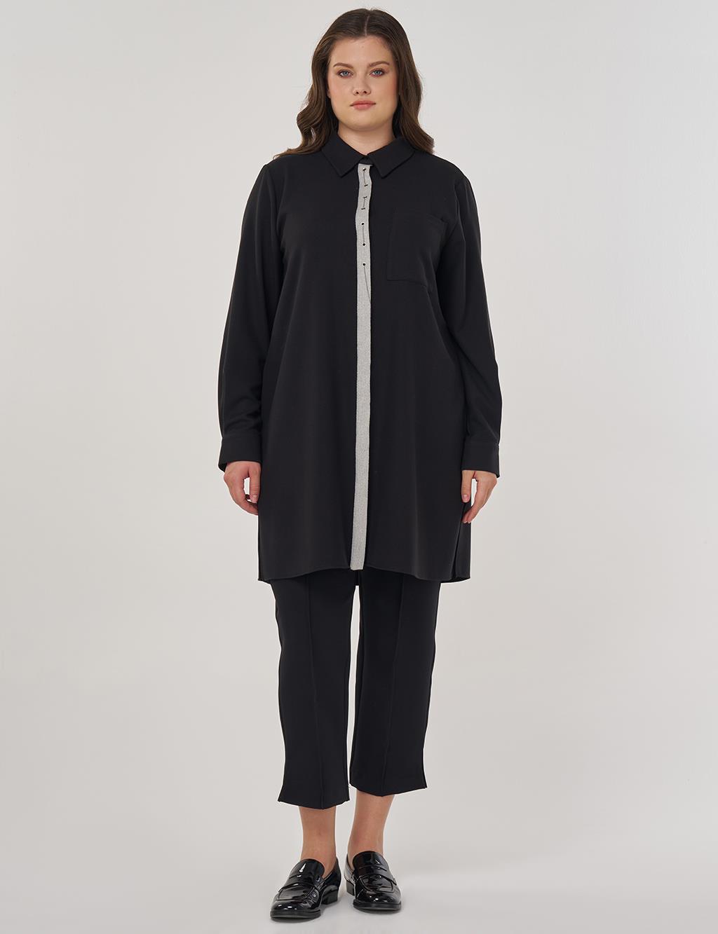 Chain-Detailed Relaxed-Cut Tunic Black